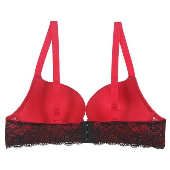 Youmita 36DD Red Floral Lace Overlay Plunge Bra - Picture 11 of 11